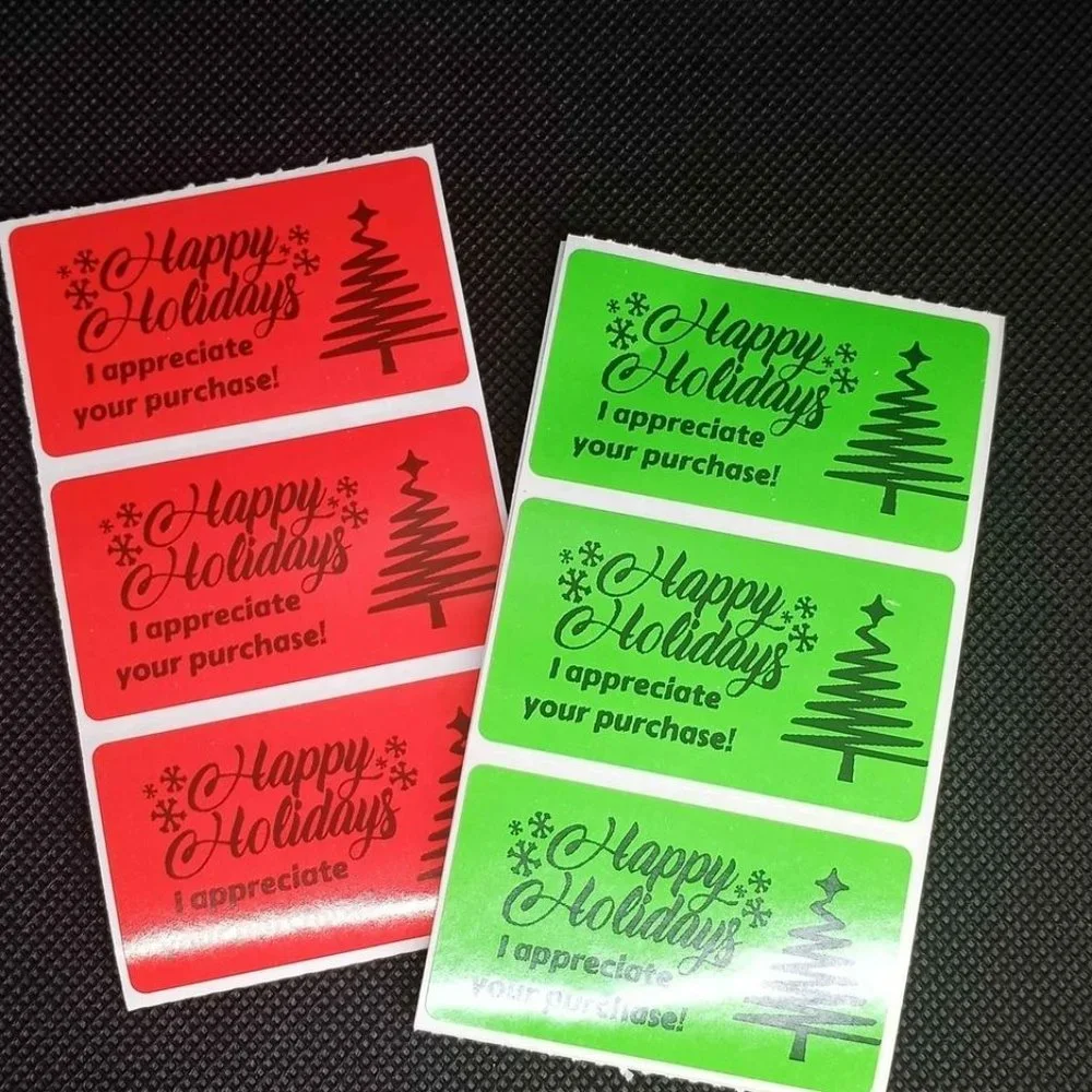 💙100 Happy Holidays- Shipping Labels Thermal Packaging Stickers 2.25